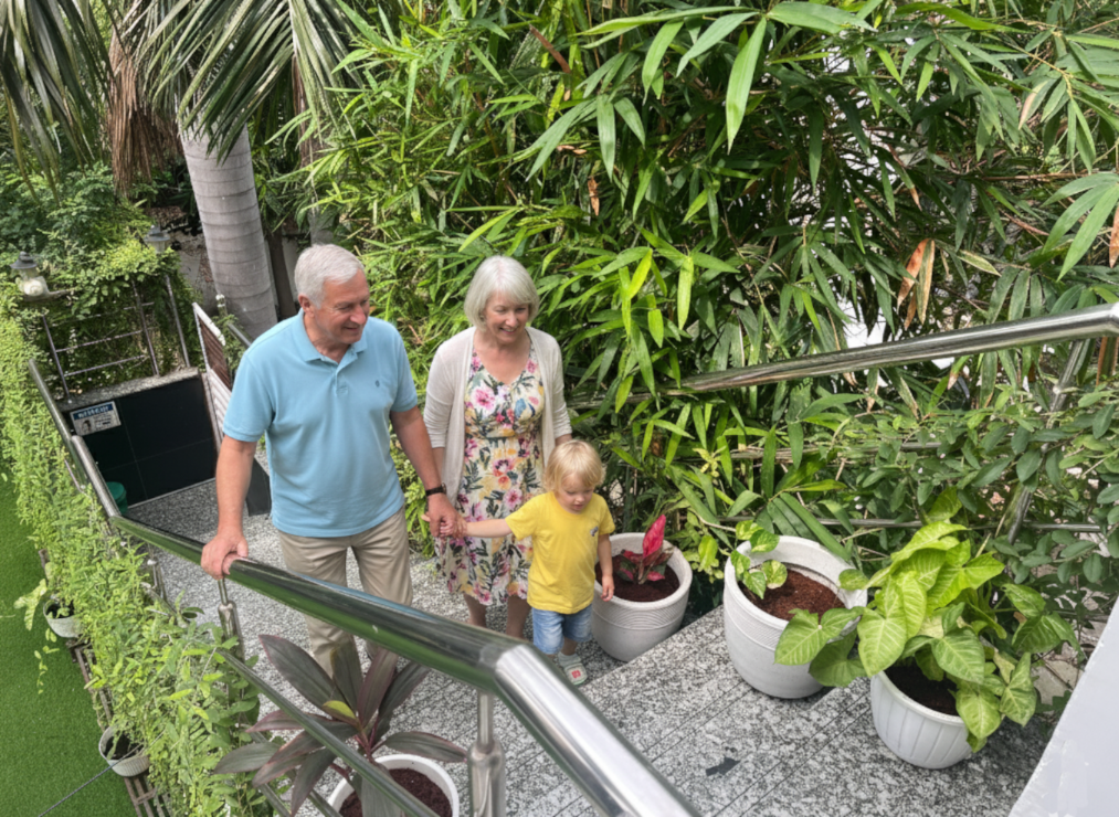 Ultra modern safe staircase leading to Balcony 2 private entry at Homeland Stay
