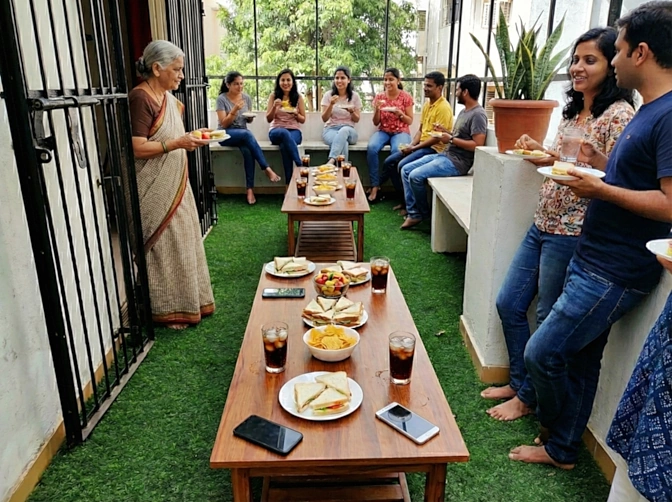 Family friends gathering in Balcony 3 at Homeland Stay